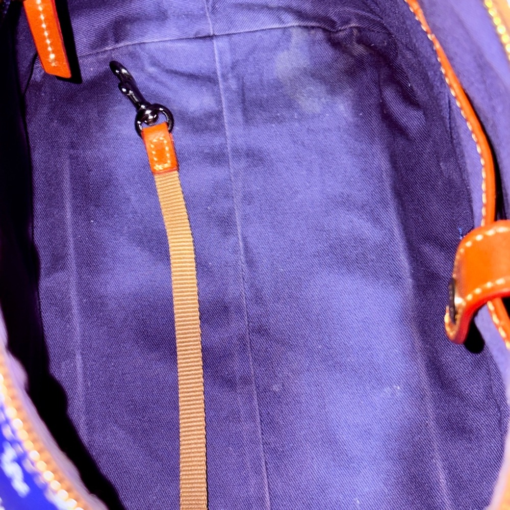 Dooney & Bourke Dodgers Gretta Handbag Blue & White with Brown Accents. - Picture 11 of 15